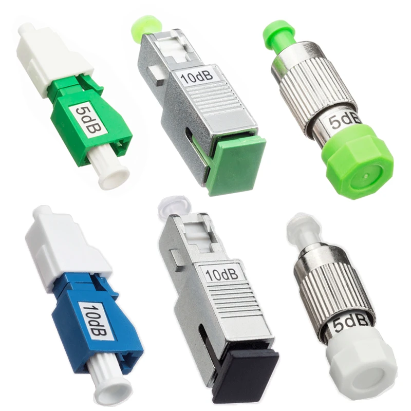 5pcs LC/UPC โหมดเดี่ยวชาย-หญิง Plug-in คงที่ Fiber Optic Attenuator พลาสติกชาย FTTH Fiber Attenuator อะแดปเตอร์