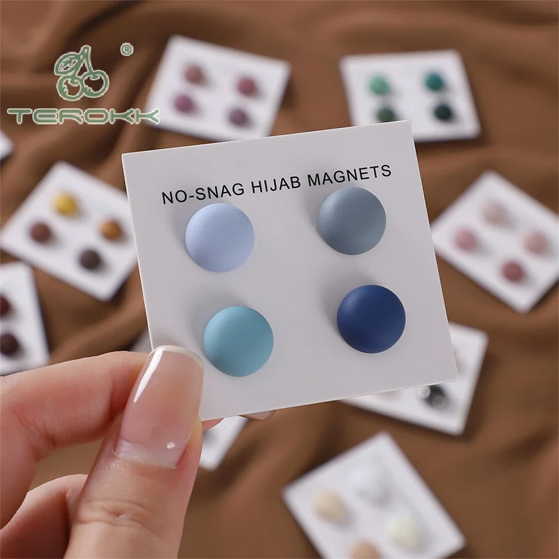 4Pcs Macaroon Color Matte Magnet Hijab Pins Magnetic Brooch Women Headscarf Shawl Strong Magnetic Button Clothing Accessories