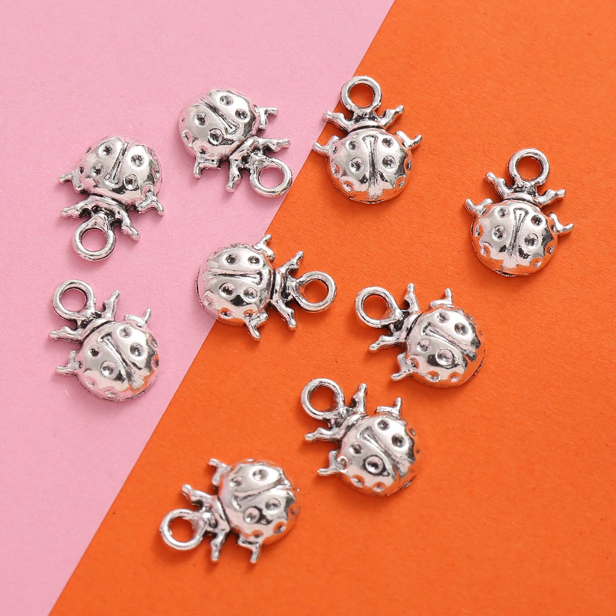 20 Mini Ladybug Charms, Round Beetle-Shaped with Polka Dot Texture, Suitable for DIY Bracelets, Necklaces, Earrings, and Handmade Beaded Jewelry Accessories view 4