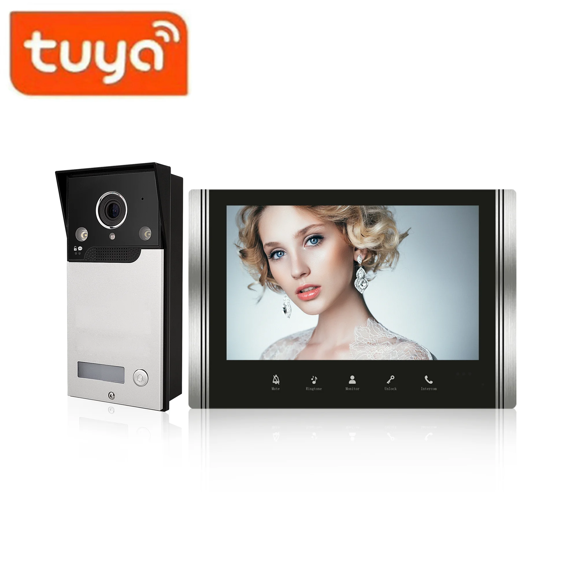 Layar IPS 7 Inci Tuya Remote Control WIFI Pintu Telepon Interkom Bel Pintu Visual Sudut Lebar 120 Derajat Penampil Pintu Keamanan Rumah