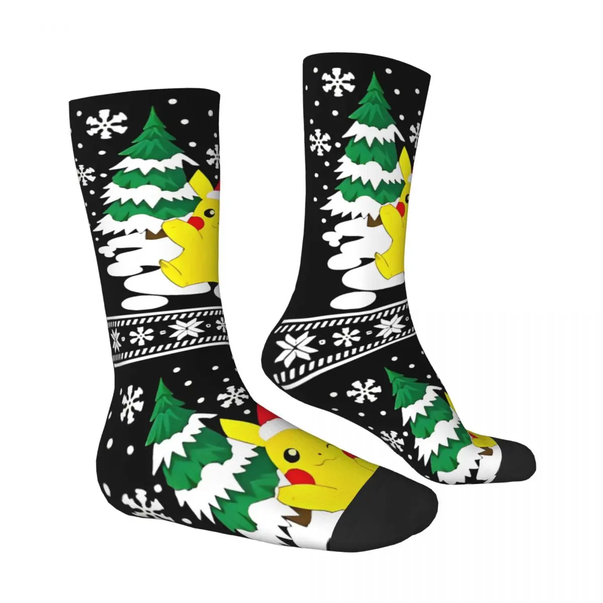 Natal pikachu meias inverno feliz natal meias na moda dos homens meias de alta qualidade design ciclismo anti suor meias