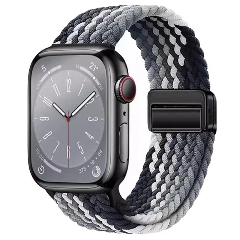 Braided Strap For Apple Watch Band 44mm 40mm 45mm 49mm 41mm 38 buckle Bracelet iWatch Series se 7 6 8 9 10 Ultra2 Magnetic Band