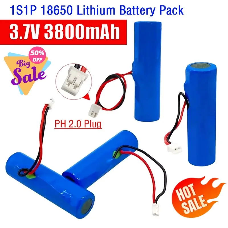3.7 فولت 3800 مللي أمبير بطارية ليثيوم أيون قابلة للشحن 18650 1S1P بطارية حزمة للإضاءة في حالات الطوارئ المتكلم بلوتوث لتقوم بها بنفسك خط التوصيل #1