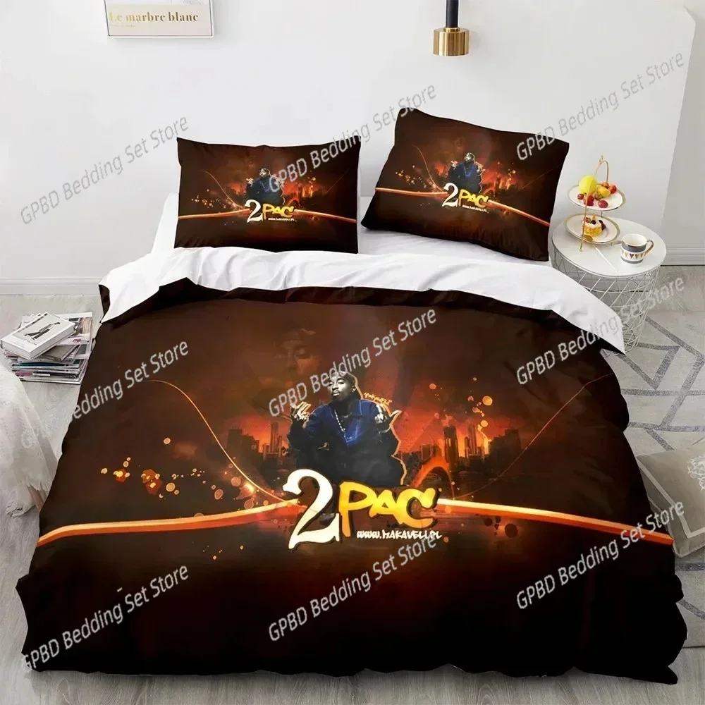 Tupac Shakur Rapper 2Pac Bedding Set 3D Printed Suitable for Bedroom Duvet Cover Set With Pillowcases Kids Home Textile