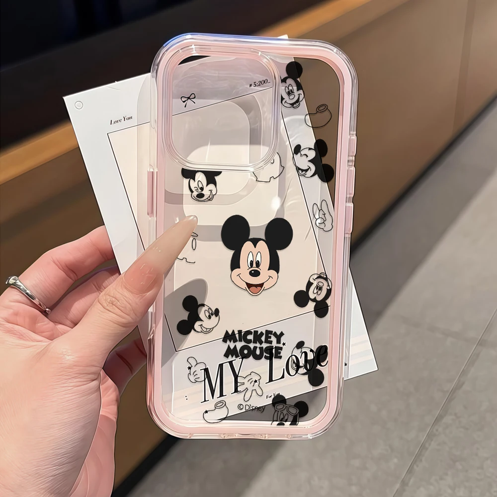Capa Transparente Mickey com Muitas Expressões para Galaxy A57 A37 A55 A54 A36 A35 5G S25 S24 Plus S26 S25 S24 Ultra FE 5G