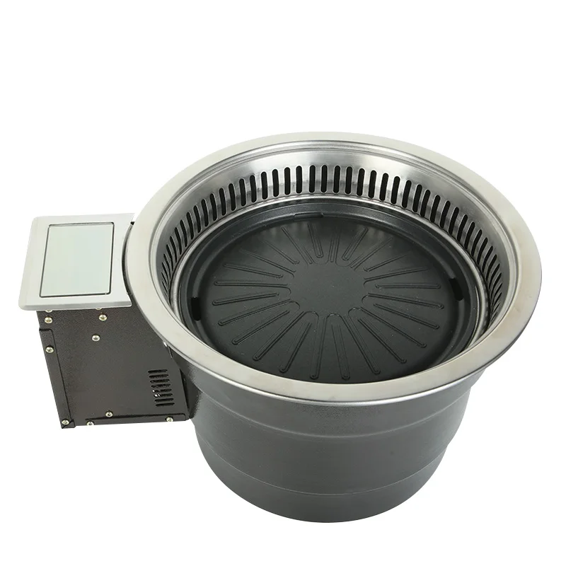 Popular Korean Barbecue Restaurant Commercial Energy Saving Multi-function Smokeless Embedded Electric BBQ Grill with Purifier