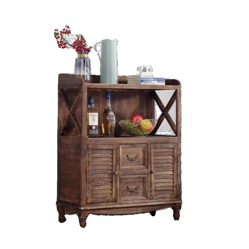 

American solid wood chest of drawers living room kitchen dining side cabinet balcony pastoral retro multi-functional chest of dr