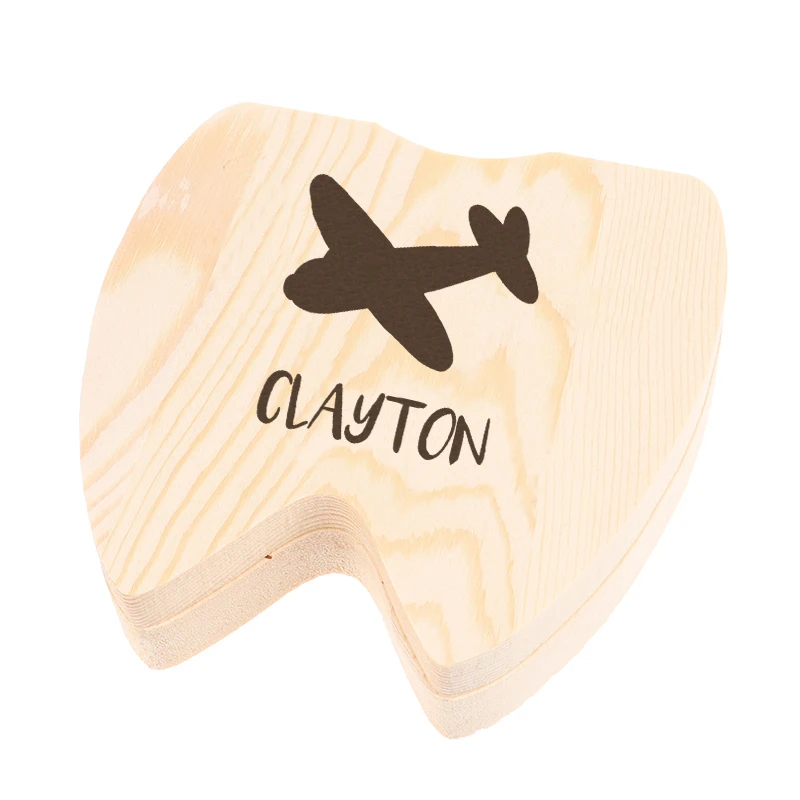 

Personalized Airplane Tooth Box Christmas Gift Engraved Custom Boys Name Tooth Box Wood Birthday Gift Teeth Box