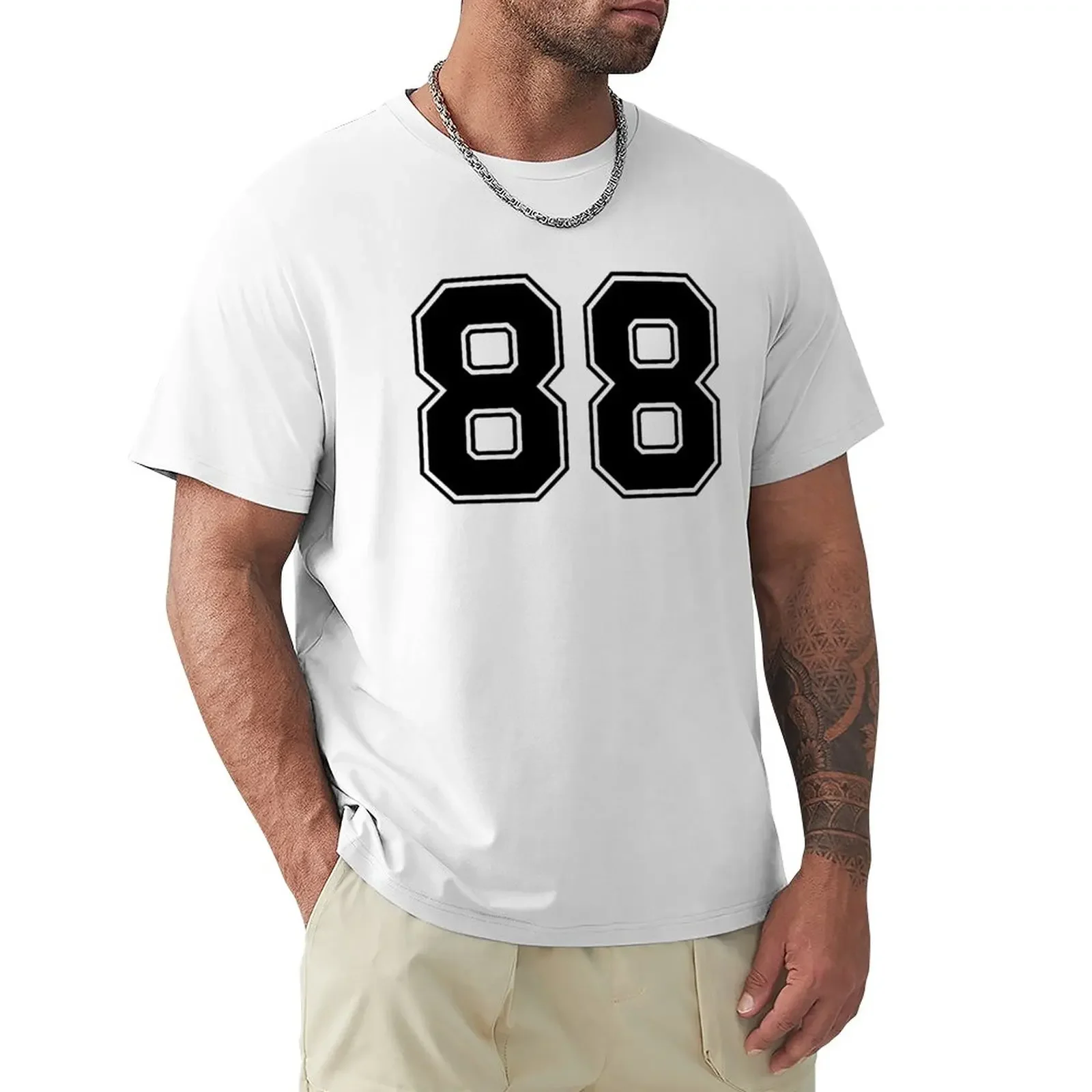 88 American Football Classic Vintage Sport Jersey Number in black number on white background for american football, base T-Shirt