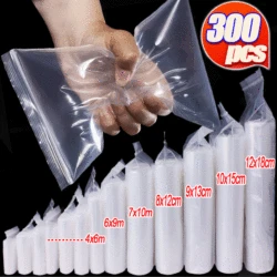 100-300pcs Thicken Zipper Sealed Bags Clear Plastic Storage Bag for Small Jewelry Food Packing Reclosable Zippers Sealing Pouch