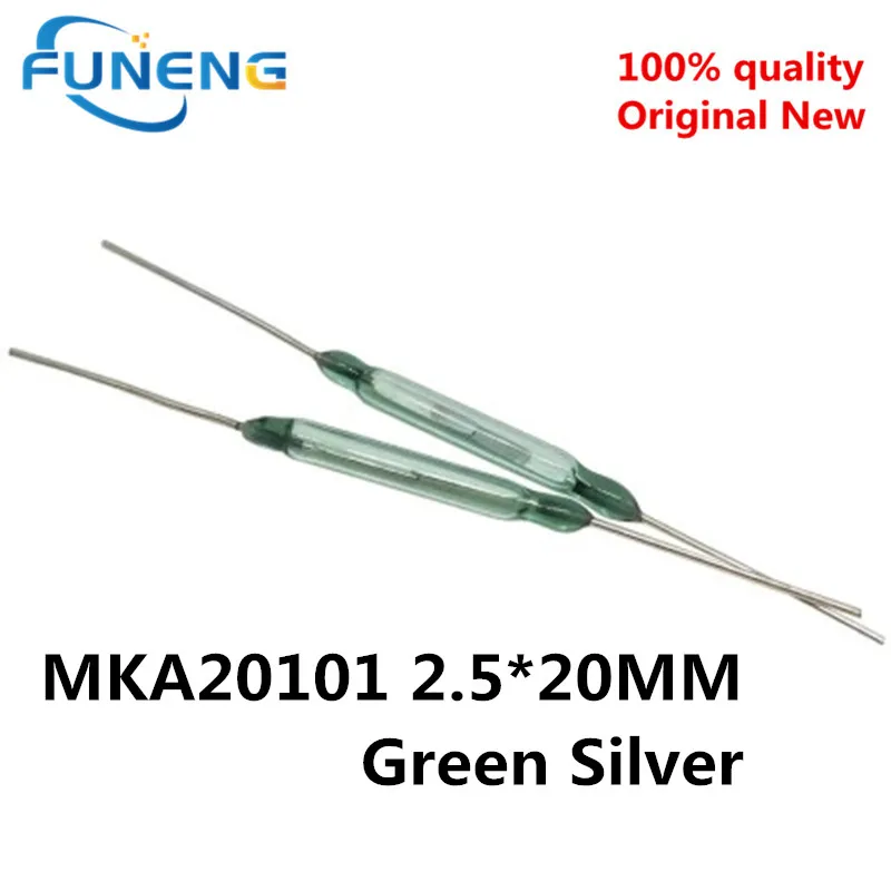 5PCS  MKA20101 Silver   Reed Switch 2.5*20MM Normally Open Magnetic Induction DIY Vibration-resistance Electronic NO switch For