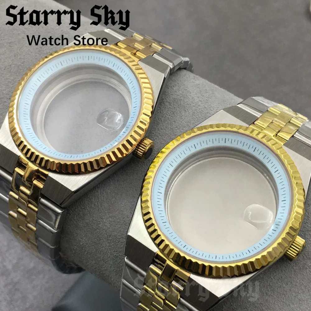 Starry Sky New 36mm/40mm Sapphire Glass Stainless Steel Two Tone Gold Land-Dwelwe Watch Case Fit NH35 Movement Watch Accessories