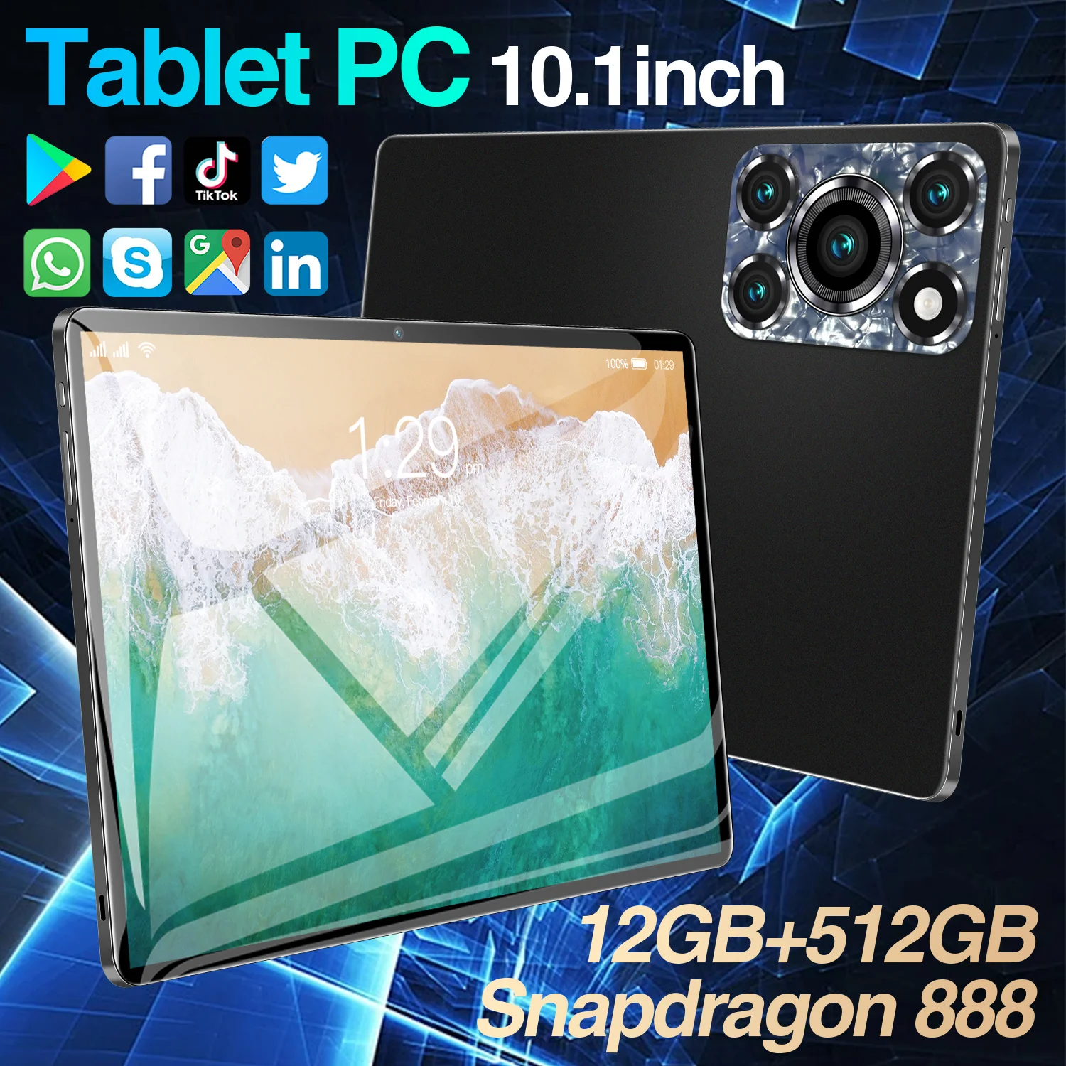 2024  New Tablet Pad 12 Pro Android HD 4K Dual SIM 10.1-inch Tablet 5G Dual SIM Bluetooth WiFi High Performance Popular Tablets