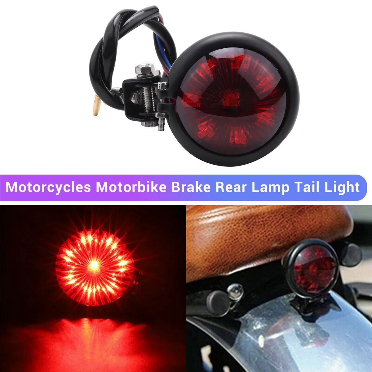 Red 12V Led Black Adjustable Cafe Racer Style Stop Tail Light Motorcycles Brake Rear Lamp Tail Light for Chopper Bobber