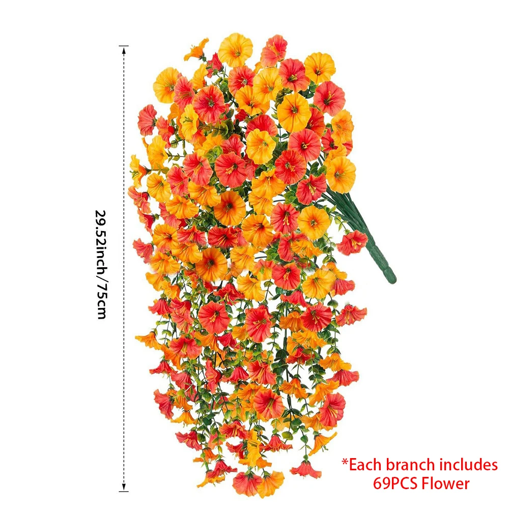 زهور المجد الصباحي الاصطناعية نباتات وهمية مع جذع الأوكالبتوس مقاومة للأشعة فوق البنفسجية زهرة صناعية ديكور شرفة الزفاف ديكور غرفة المنزل #3