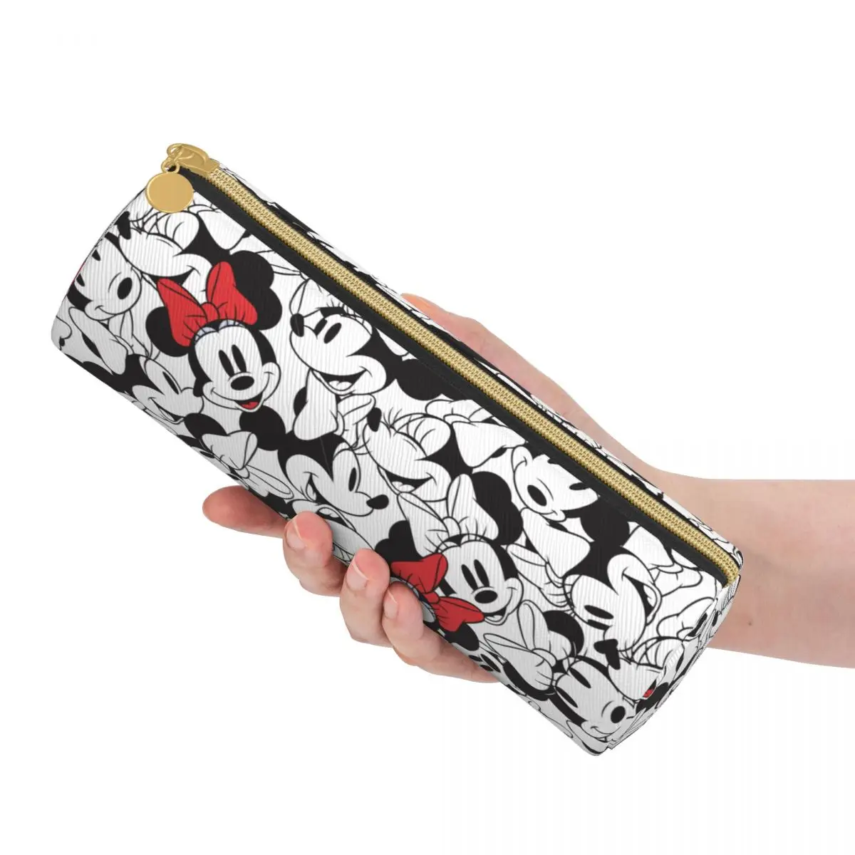 Minnie Classic Pattern Cute Leather Pencil Cases Lovely Pen Bag Girls Boys Large Storage Students School Gifts Pencil Pouch