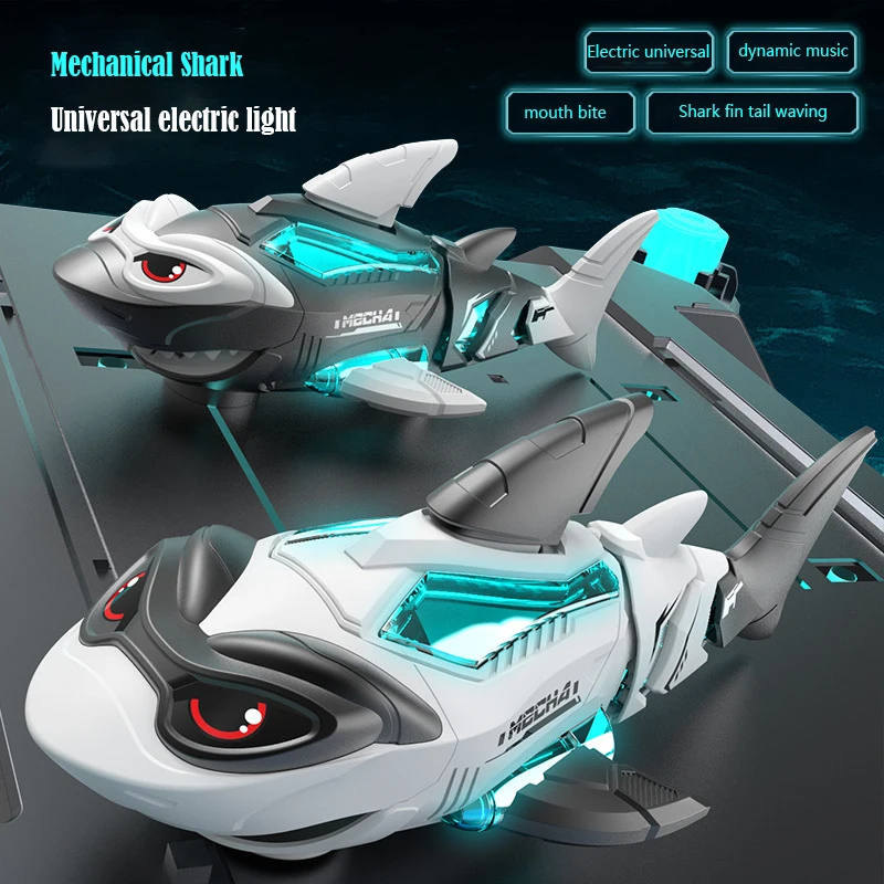 Children\'s Electric Shark Robot Universal Driving Dynamic Music Cool Simulation Model Fun Early Education Toy Gift