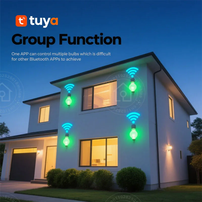 Tuya الذكية LED لمبة E27 الحياة الذكية APP التحكم عكس الضوء ضوء بلوتوث RGB مصباح 220-240 فولت غرفة نوم الديكور إضاءة الحفلات 9 واط