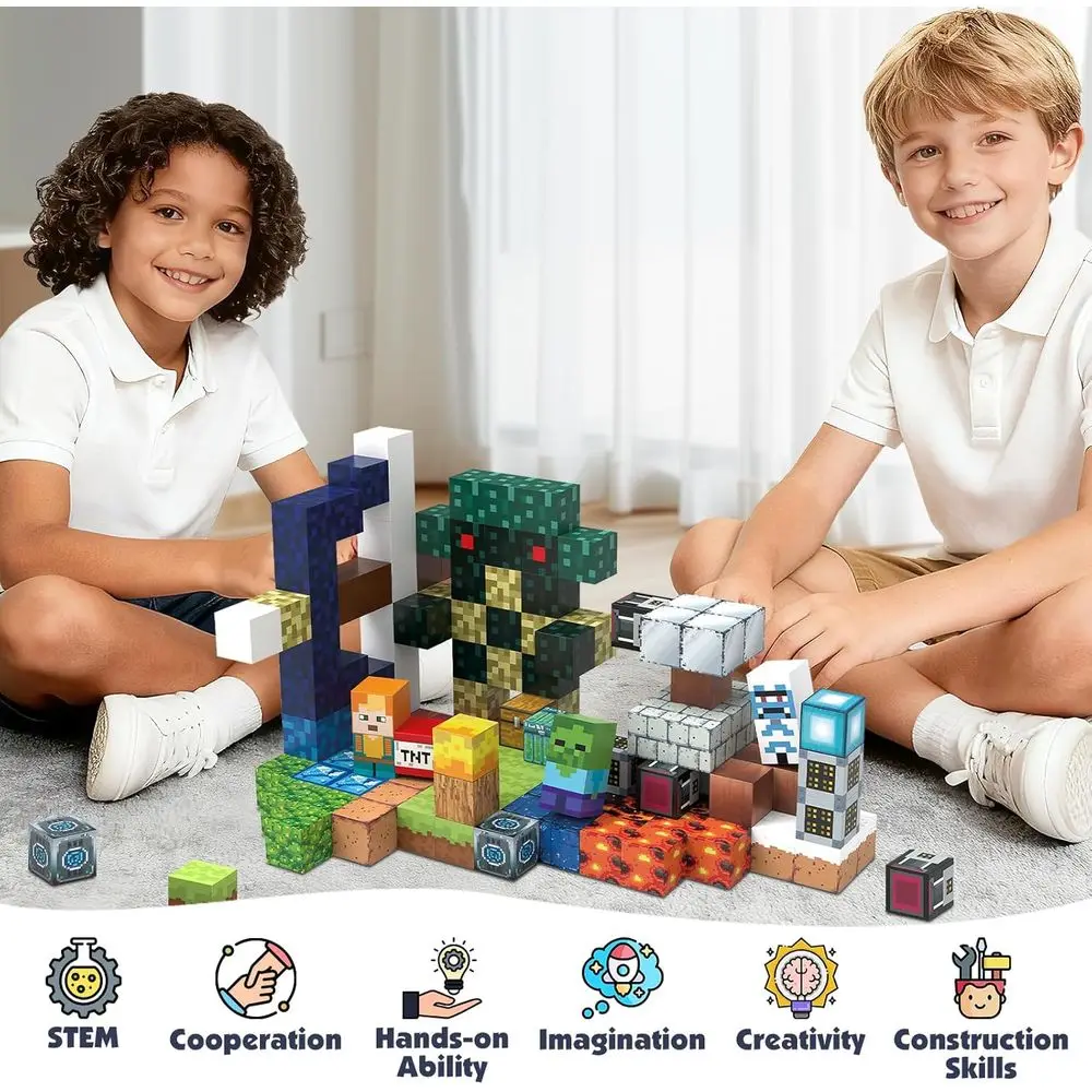 Ensemble de blocs de construction magnétiques 150 pièces 0.8-jouets éducatifs STEM pour enfants âgés de 3 ans, Cubes magnétiques inspirés du Montessori pour garçons et
