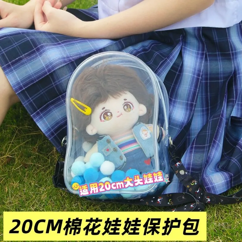 20CM Clear Outdoor Bags For Anime Cartoon Plush Dolls New Style Transparent PVC Fashion Women Girls Crossbody Shoulder Bag