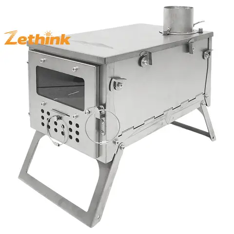 티타늄 합금 유리 이동식 휴대용 접이식 야생 요리 스토브 캠핑 하이킹을위한 굴뚝 야외 스토브 도구