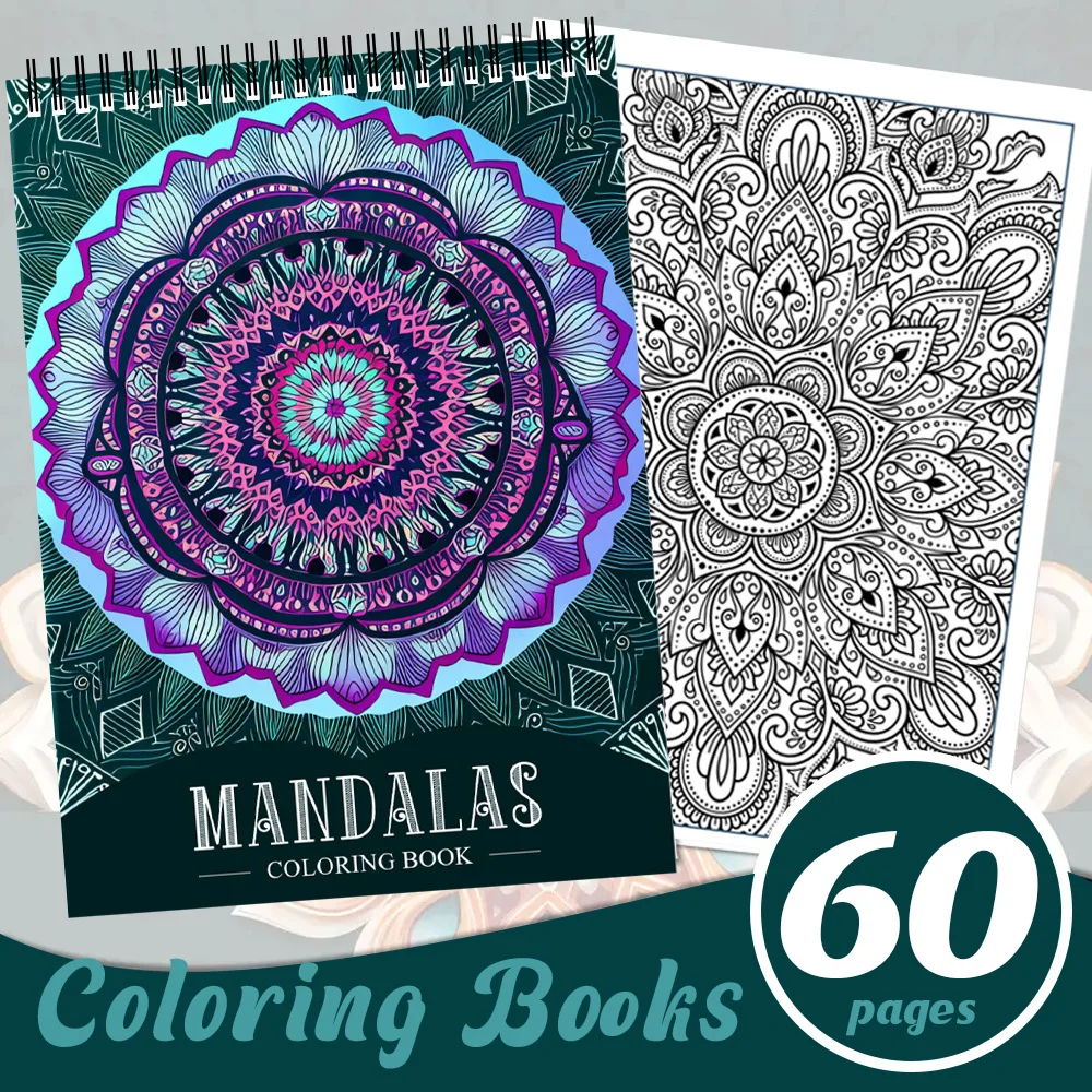 60 Pages Creative Coloring Book Brilliant Mandala Adult Coloring Book Stress Relieving Art Pencil Colored Coloring Drawing Book
