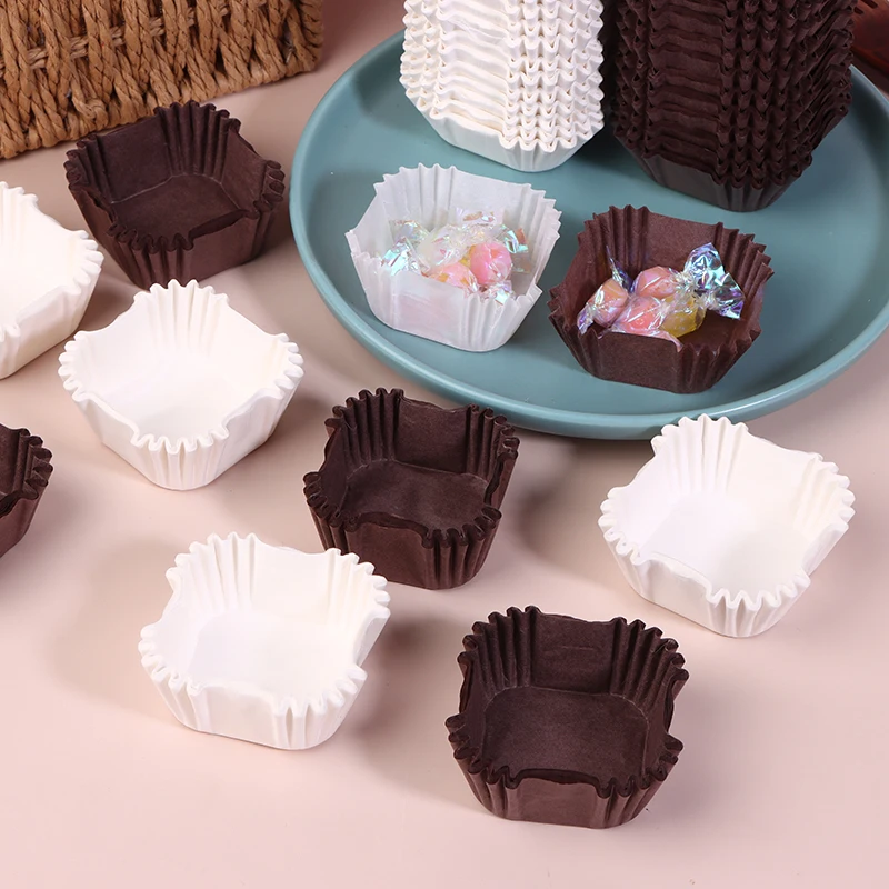 NEW! 1000Pcs Square Cupcake Liners Muffin Baking Cups Pan Liners Paper Oven Microwave Safe For Wedding Birthday Party Supplies