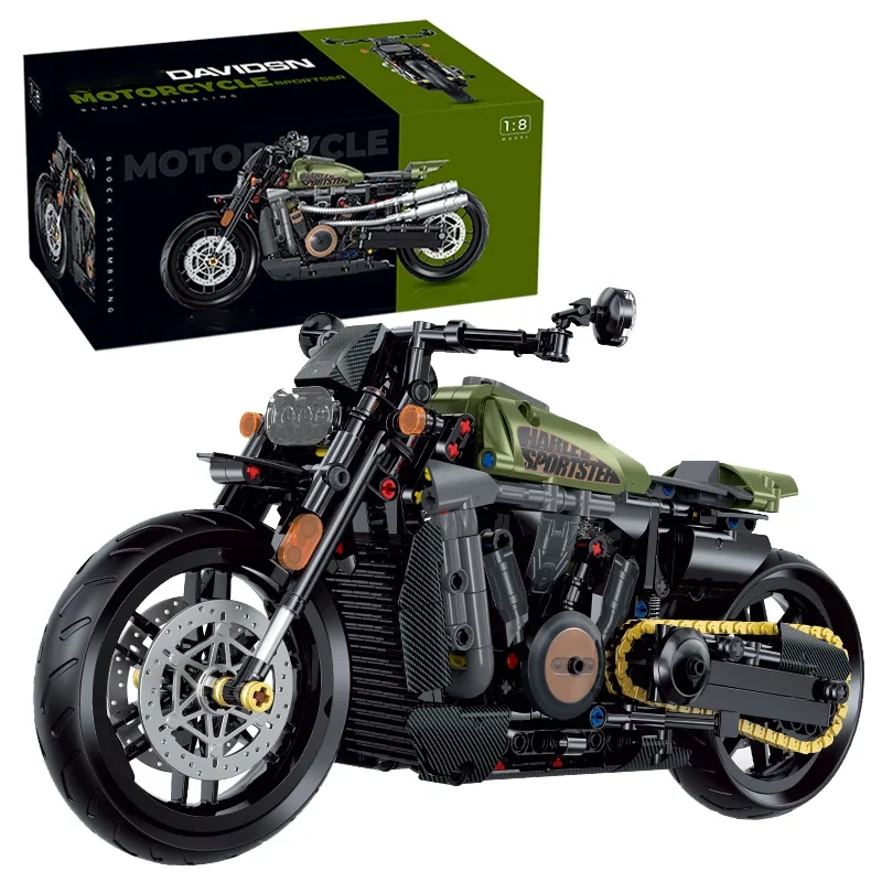1:8 MOC Building Blocks Motorbike Model City Racing Vehicle Technical Bricks Birthday Gifts Toys for Kids Boys Children 600+pcs