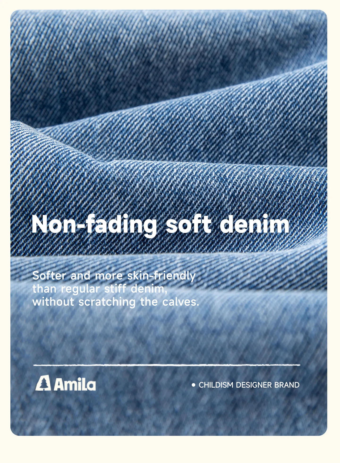 Amila 2026 Herbst Neue Kinderjeans aus reiner Baumwolle, gewaschen, Vintage, weites Bein, modisch, lässig, bequem, weiche lange Hose für den täglichen Gebrauch. – Detail 3
