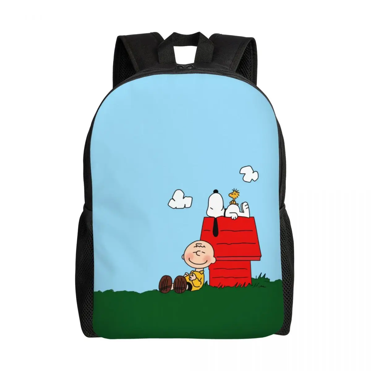 Custom S-Snoopys Laptop Backpack Men Women Fashion Bookbag for School College Student Charlie Brown Anime Bags