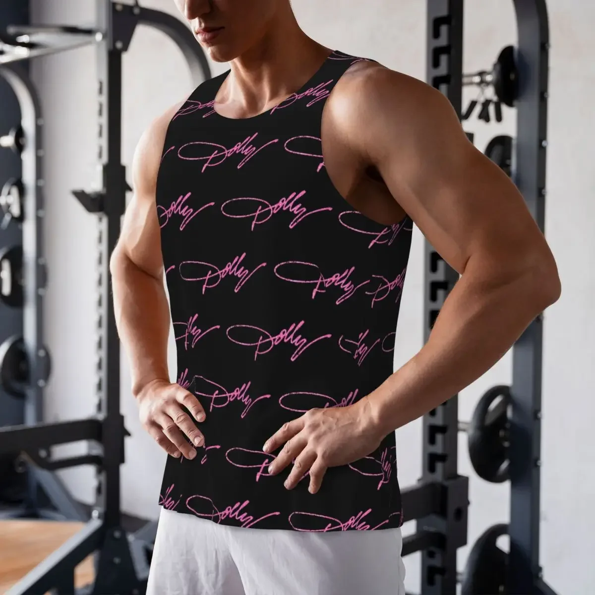Quick Dry Dolly Parton Pink Sparkle Gym Tank Muscle Sleeveless Shirt Bodybuilding Breathable Vest