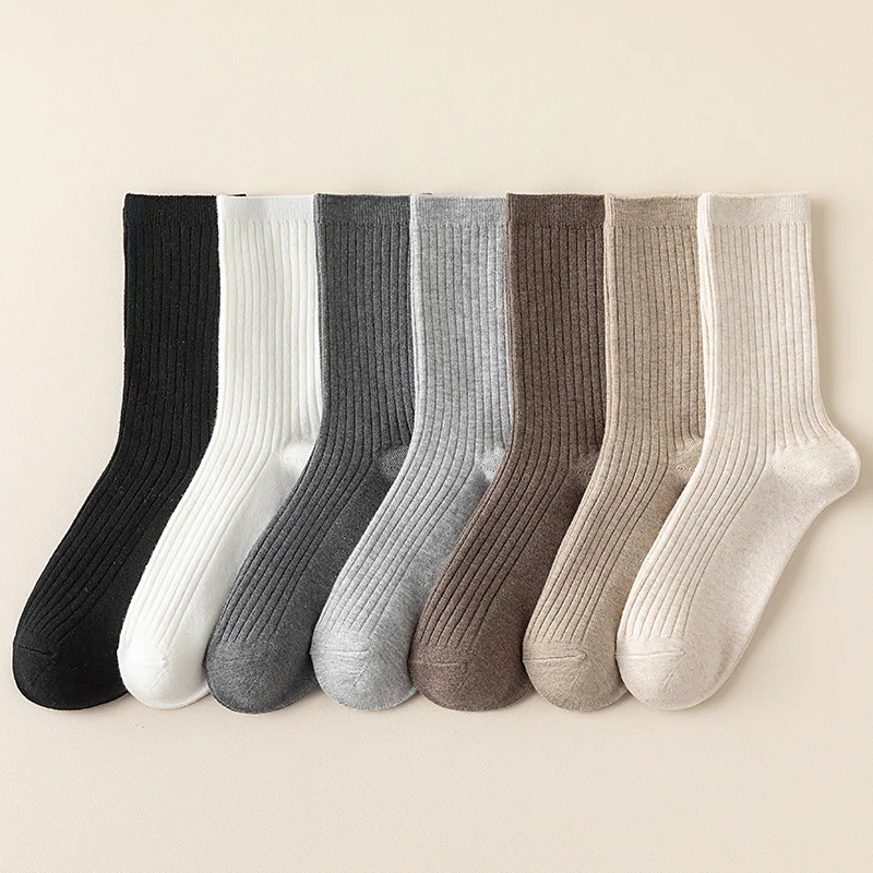 New Men Socks Wool Autumn Winter Thick Warm Socks Men Middle Tube Pure Color Harajuku Funny Socks