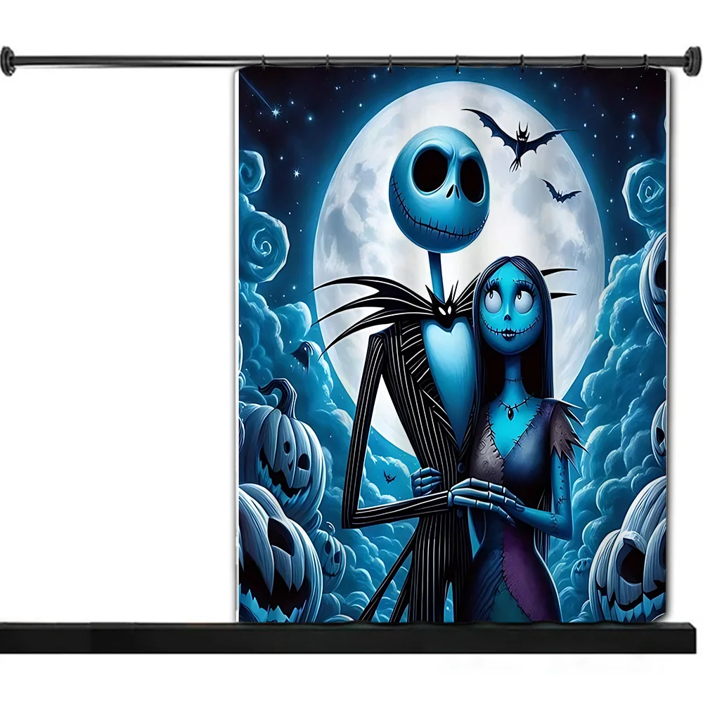 Shower Jack Skellington Curtain Waterproof Polyester Fabric Paint Colorful Bath Curtains Home Bathroom Decor Curtain With Hook