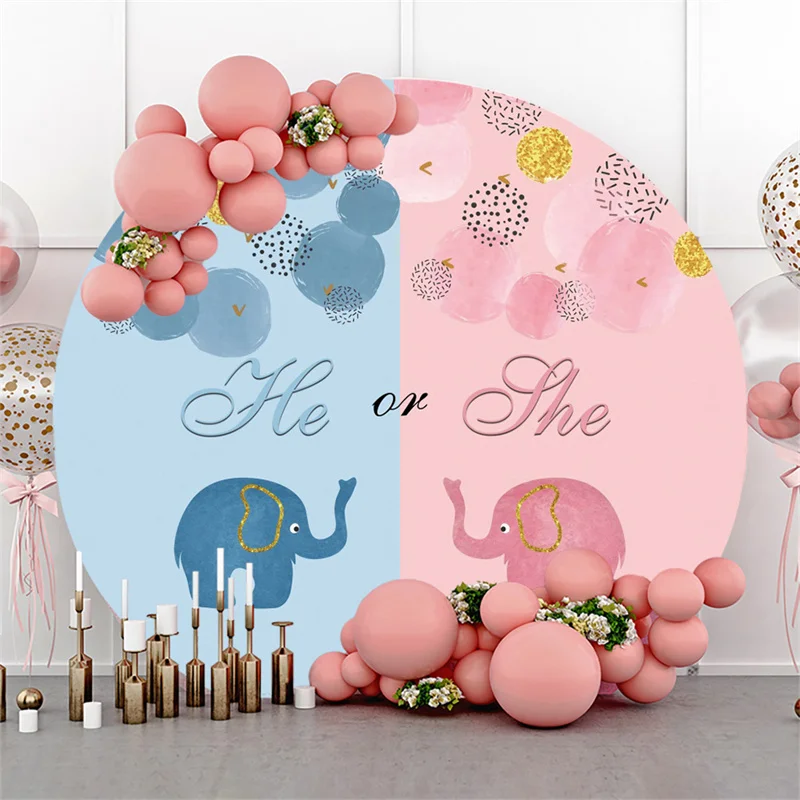 Round Baby Gender Revelation Custom Background Backdrop Birthday Party Children's Decoration Supplies Babyshower Wall Backdrops