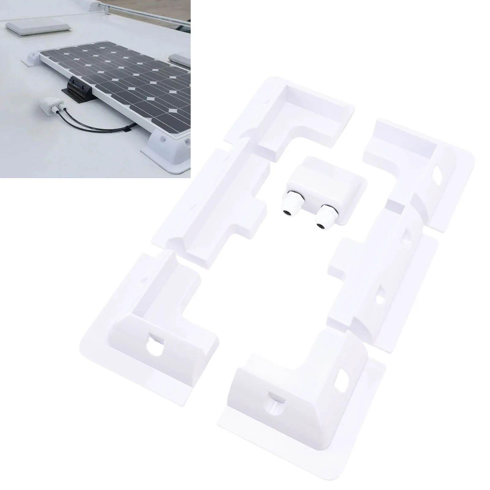 

Комплект кронштейнов для крепления солнечных панелей, широко используемая соединительная коробка с двумя отверстиями, угловые кронштейны из АБС-пластика для солнечных панелей, легко устанавливаемые, для гаражей