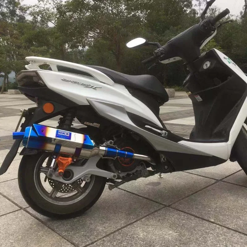 HKR stainless steel side wound titanium exhaust pipe, Yamaha Linhai Jinzhan back pressure silent exhaust throat, straight