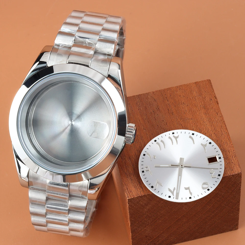 

Watch Case nh35 36mm 39mm Saphhire Glass Case Presidential Strap For NH35 NH36 Movement 28.5mm Arabic Numerals Dial and Hands