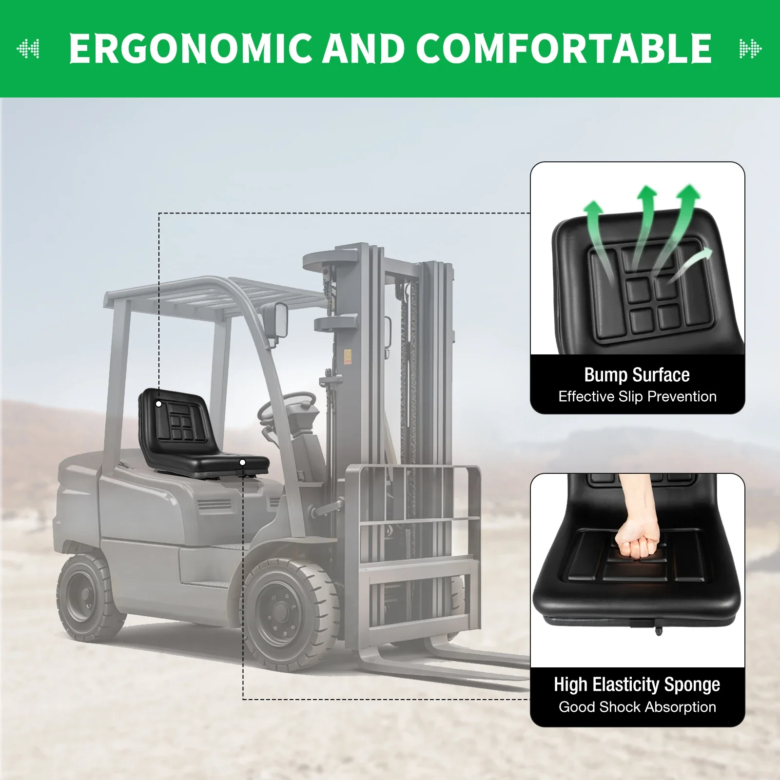 

Ergonomic Tractor Seat – Durable, Adjustable Small One-Piece Design for Comfort and Long-Lasting Use