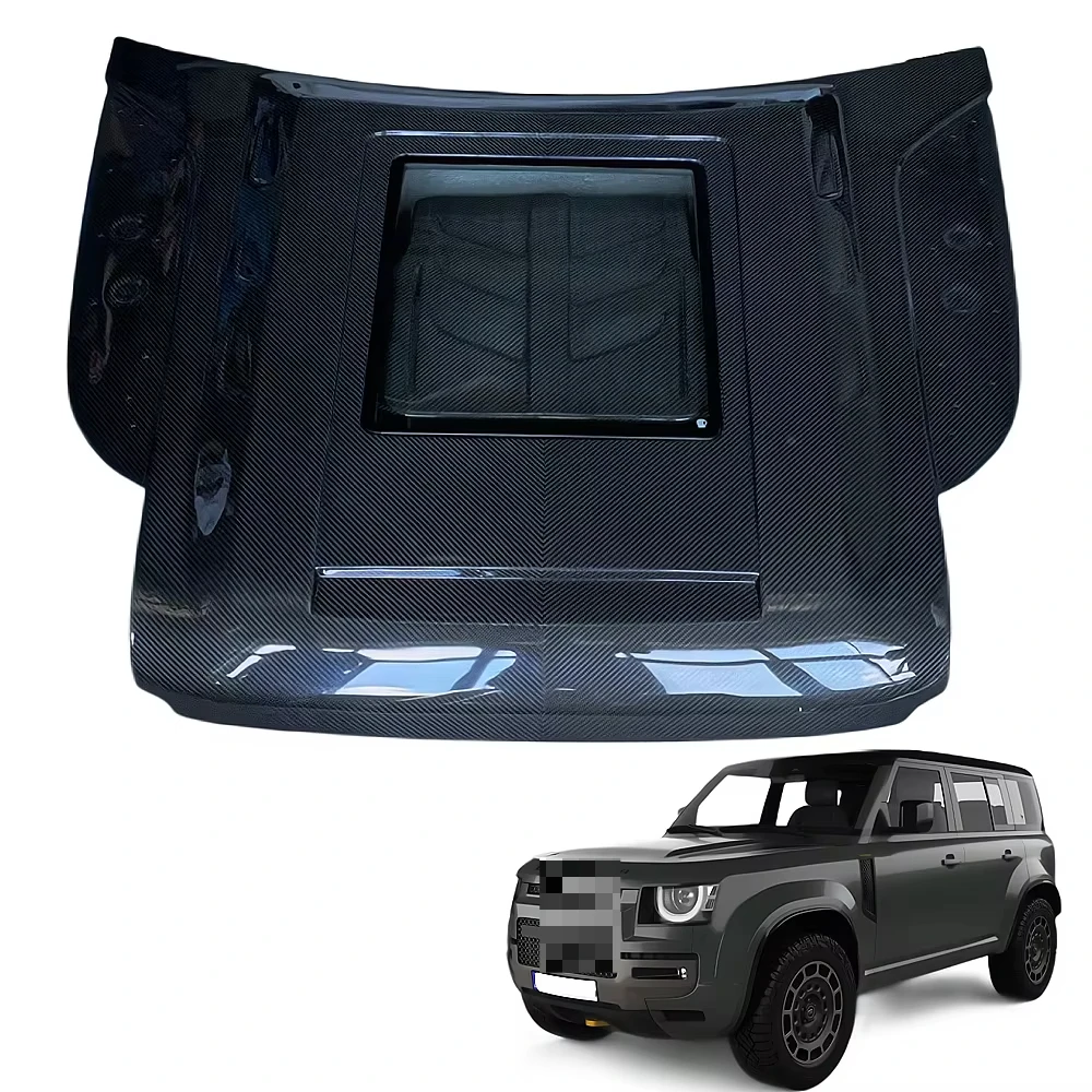 

Изготовленные на заказ оригинальные прозрачные двухсторонние запасные части для капота из сухого углеродного волокна для новых для Land Rover Defender