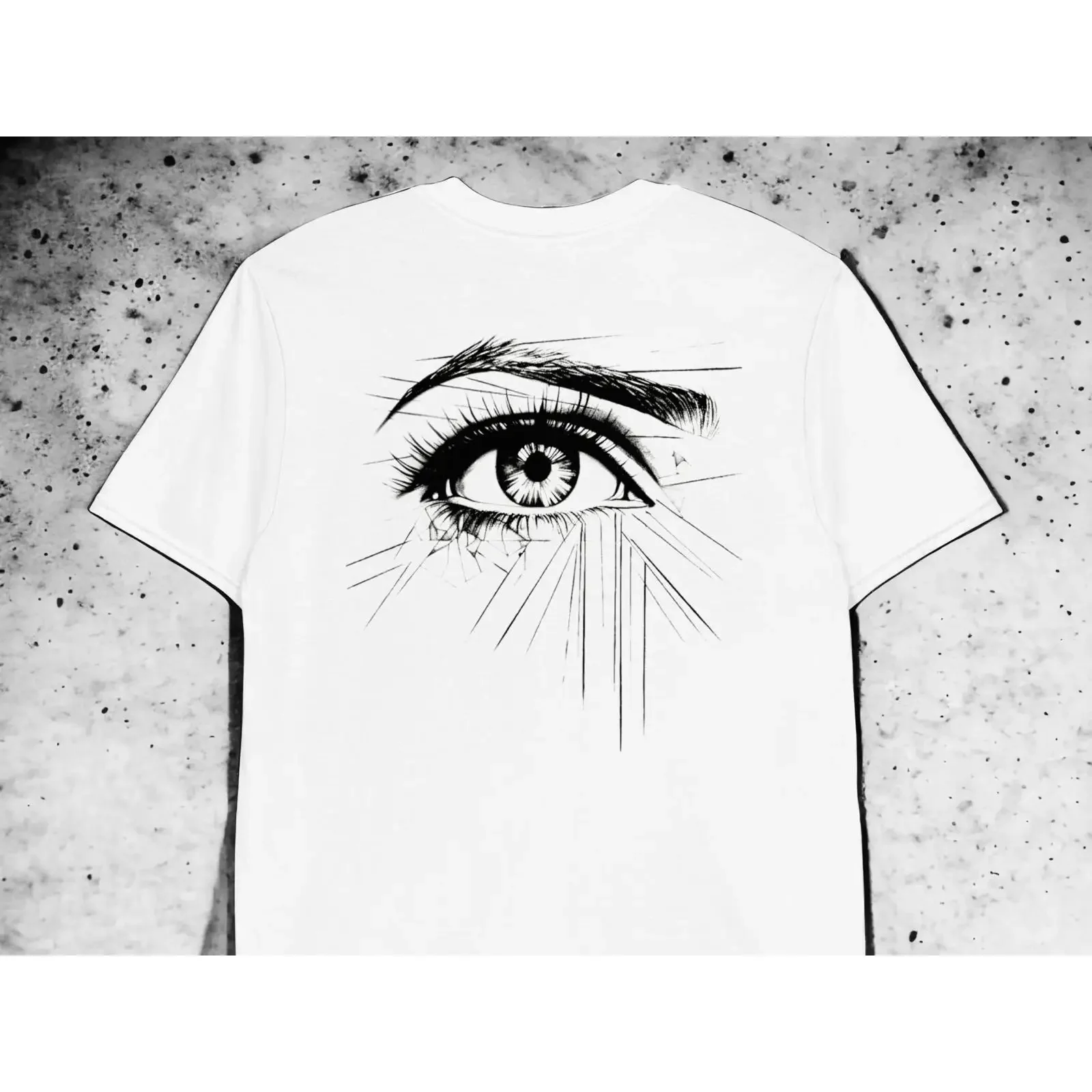 Eye on the Line T Shirt Print Back vintage Washed Stretched Top For Everyday Wear fashion homme Casual Soft graphic Slightly