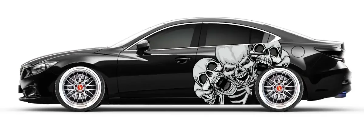 

Car Skull Cool Car Sticker Side Car Decal Universal Size Large Vehicle Graphic Retro Car Decorative Decal