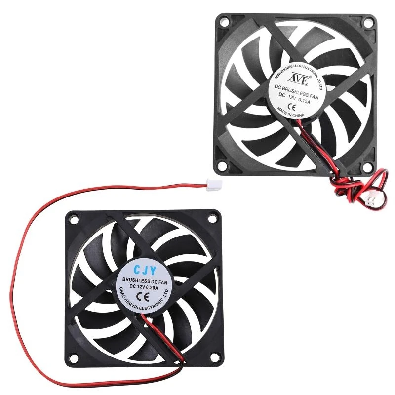 

12V 2-Pin 80x80x10mm Computer CPU System Heatsink Brushless Cooling Fan 8010 Desktop Chassis Radiator Cooler