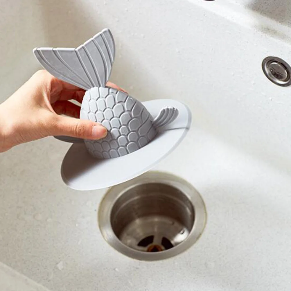 2 قطعة غطاء بالوعة استنزاف الأرض الأزرق ذيل السمكة شكل قوي شفط بالوعة التوصيل للمطبخ الحمام مزيل العرق مصفاة سدادة الوسادة
