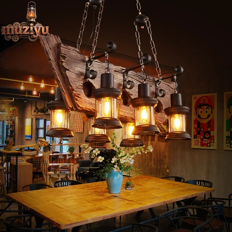 

Muziyu Industrial Style Chandelier American Country Comic Restaurant Bar Bar American Chandelier Retro Pandent Creative Lamp