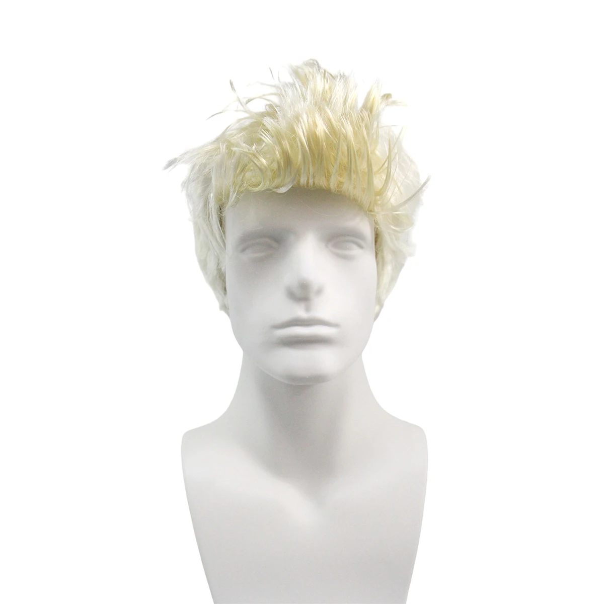 Platinum Blonde Spiky Wig – Short Synthetic Hair, Messy Textured Style for Anime, Punk, Rock & Cosplay Character Looks