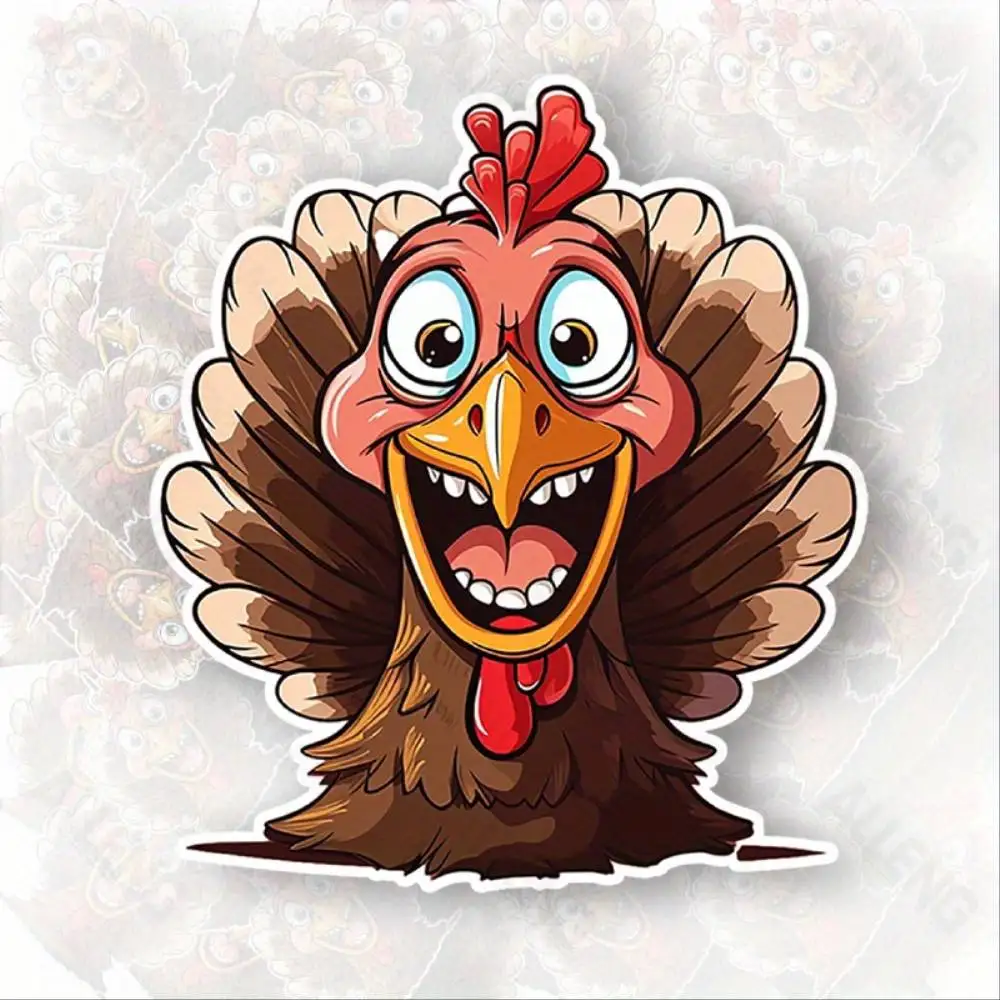 Large 7 5inch Smiling Turkey Vinyl Bumper Sticker Durable Polyvinyl C Waterproof Stickers For Decorating Car Windows Motorcycles
