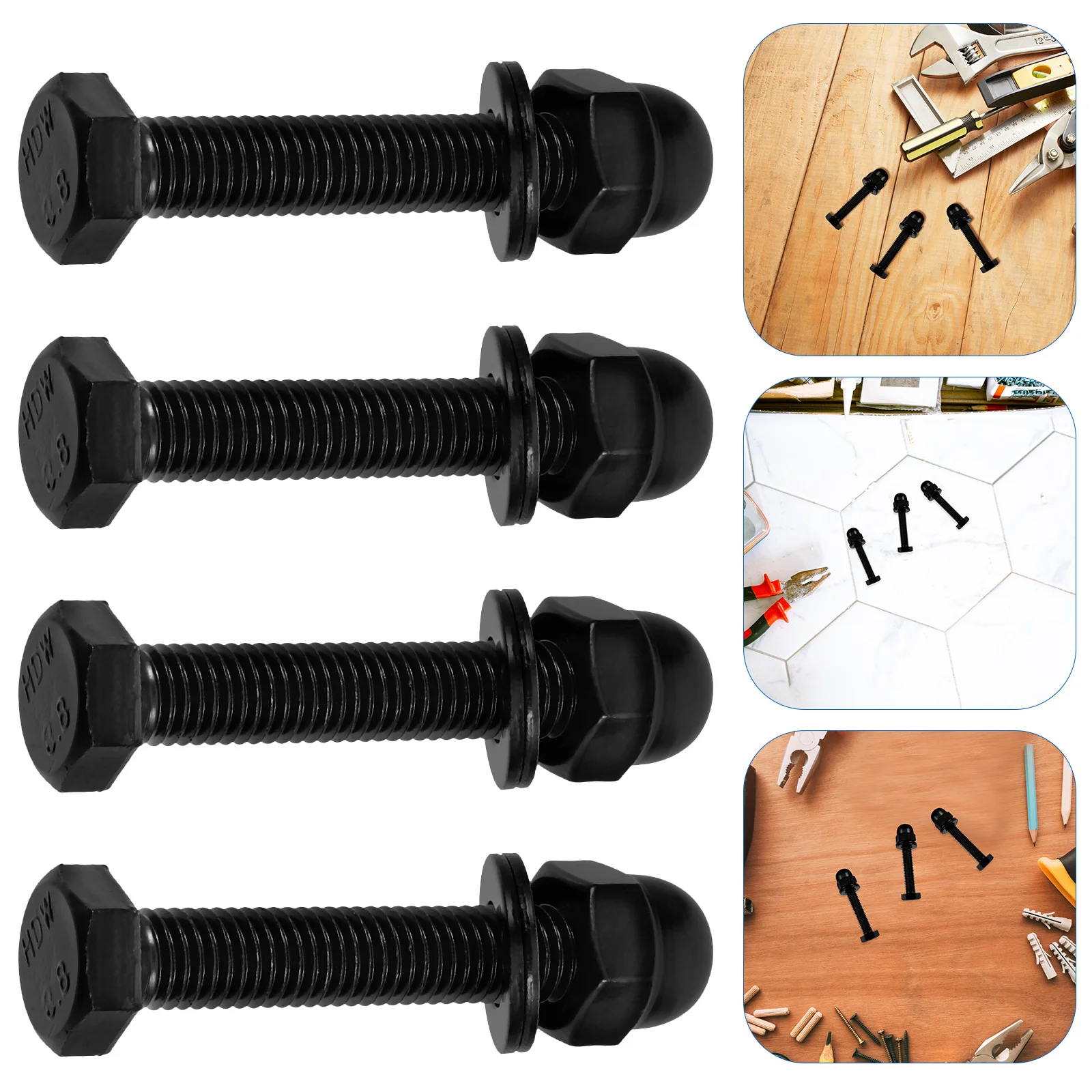 

4 Sets Hexagon Screw Nut Bolts Thread Hardware Barn Door Sliding Track Accessories High Carbon Steel Durable Smooth
