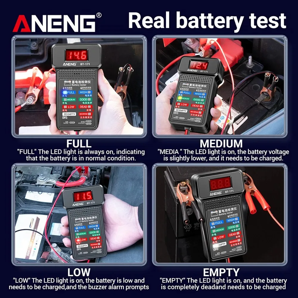 ANENG Car Battery Tester 12V LCD Digital Auto Battery Analyzer Charging System Tester Car Battery Checker Repair Diagnostic Tool