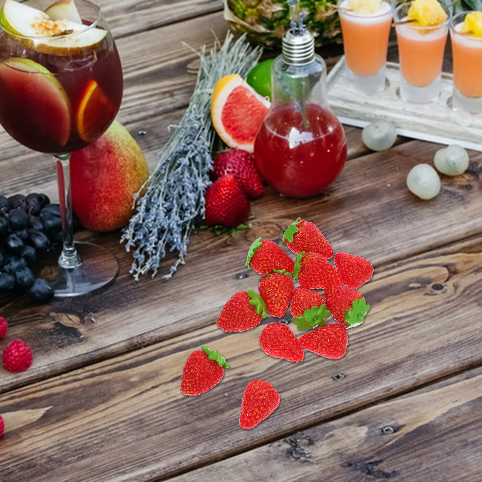 

12 Pcs Simulated Strawberry Ornaments Fruit Artificial Fruits. Fake Resin Decor Decorative