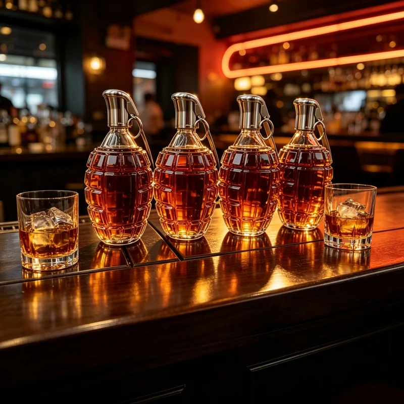 Novelty Grenade‑Style Crystal Liquor Decanter, Large Capacity Whiskey Wine Carafe Bottle, Home Bar Cabinet Decor Drinking Gift